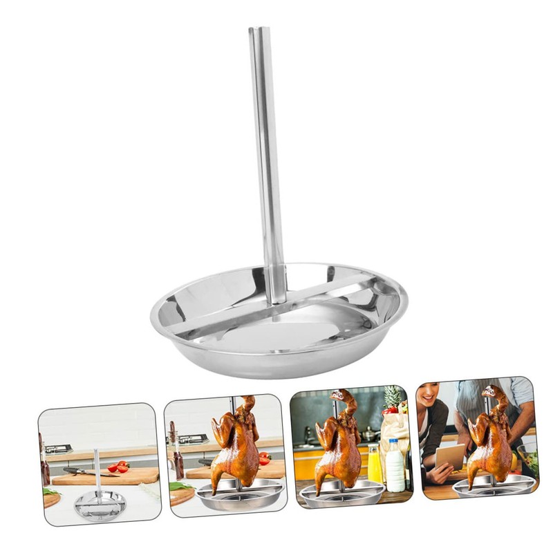 GRIRIW Stainless Steel Chicken Roaster Rack Ergonomic Design for Outdoor