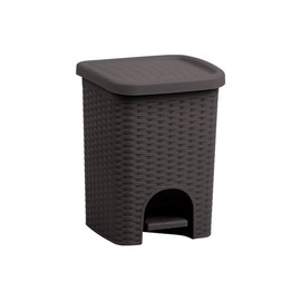 Superio 2-Pack 6L Step Pedal Trash Can - Wicker Design, Hidden Mechanism, Durable Plastic, Ideal for Desktop, Countertop, Pet Waste - Brown