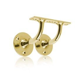 UAP Set of 2 Handrails for Stairs - Heavy Duty Handrail Brackets for Stair Bannister, Modern & Stylish Brackets for Flat Hand Rail (2 Pack, Polished Brass)