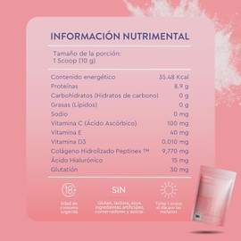 Colágeno Hidrolizado con Ácido Hialurónico + Glutation, Vitaminas C y E - Extracto en Polvo 300 gr - Péptidos de Colágeno - Suplemento 100% Natural y Sin Gluten - Skincare Blend - Forever Young