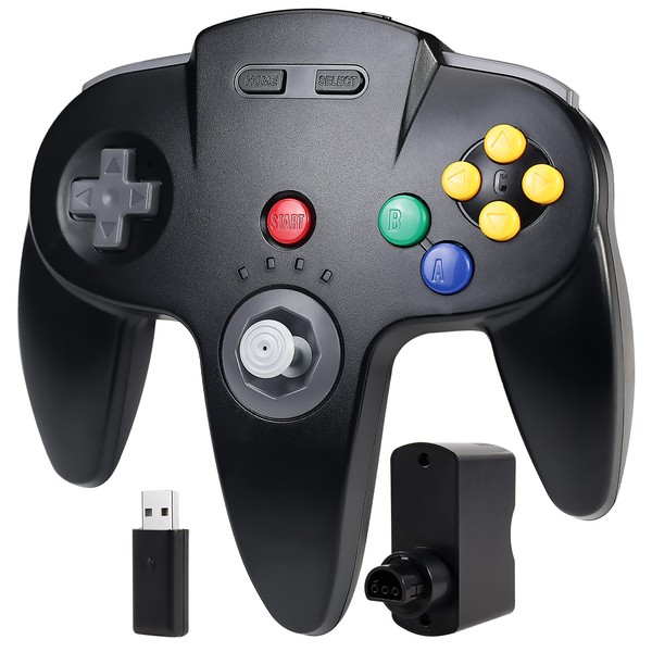 Wireless N64 Controller, 2.4GHz mit USB-Receiver N64 Empfänger, Remote Gamepad
