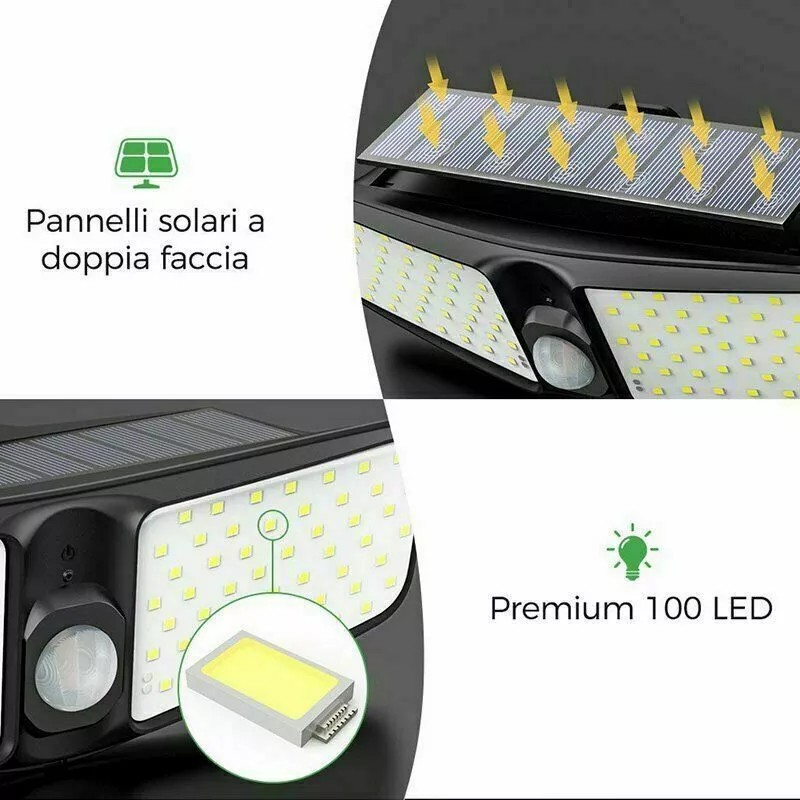 Unbranded Waterproof 100 LED Solar Powered Light Outdoor PIR Motion