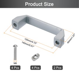 sourcing map 2 Pack Rectangular Pull Handle, 120mm/4.7" Hole Center Aluminium Alloy Door Handle Modern Drawer Pull for Drawer Cabinets Gate Garages, Silver