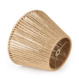 LAMSU Small Rattan Lamp Shade, Boho Bell Lamp Shades for Table Lamps, Wicker Woven Lampshade Replacement for Floor Lamp, Wall Sconces Light Cover, Spider Fitter (Brown, 5.5x10x7 inch)