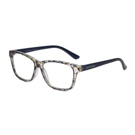 Calabria IM 31267 Reading Glasses +1.00 Yellow Floral Crystal Royal Blue Women Trendy Chic Reader Stylish Fashion Eyeglasses