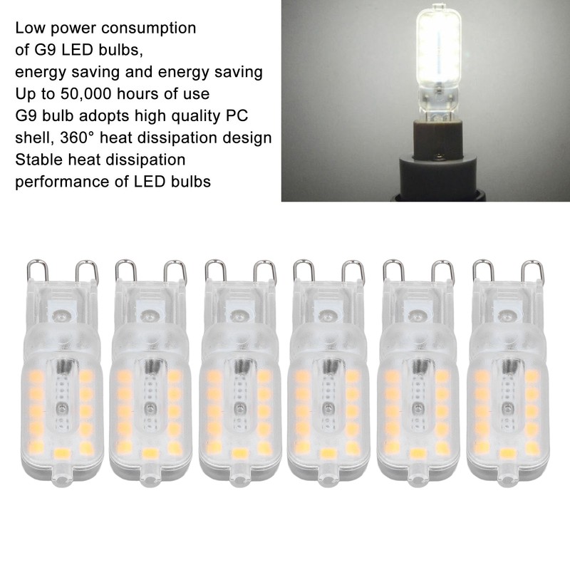 6pcs G9 LED Bulb 5W Transparent Cover 22LED Dimmable G9