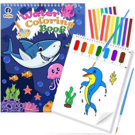FOIFIS Paint with Water Coloring Books for Toddlers, Watercolor Painting Book and Drawing Art Paper for Kids Ages 3 4 5 6 7 8 Years Old, Ocean Animals Art Craft for Drawing with Brush