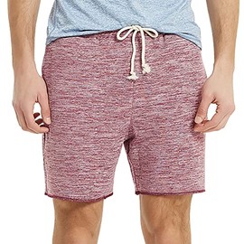Zengjo Mens Jogger Shorts 6 Inch Inseam Elastic Waist Knit Lounge SweatShorts with Pockets Comfy Pajama Sleeping Shorts Drawstring(Marled Burgundy,XS)