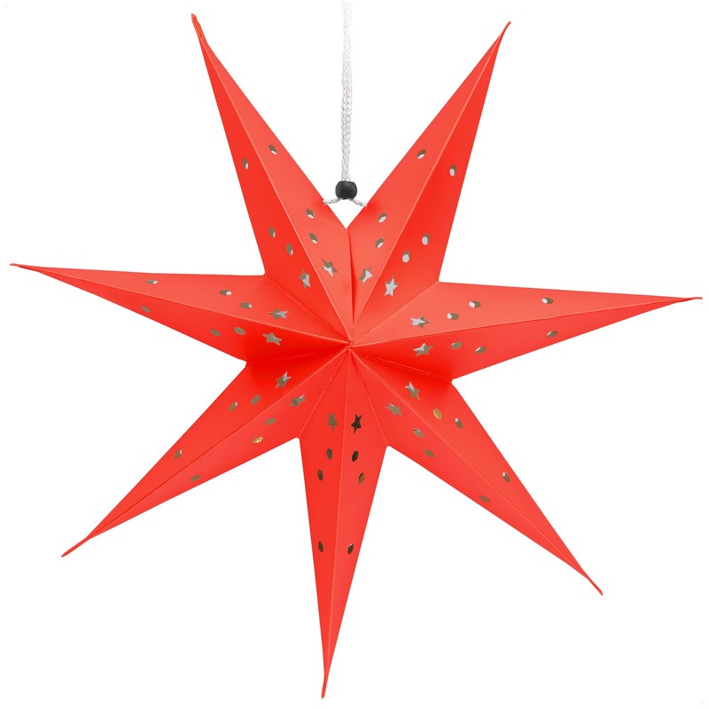 com-four® 3 x luminous star in 3D with LEDs, Christmas