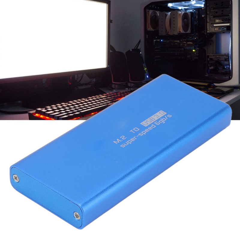 MSATA to USB3.0 Enclosure Adapter Case 6Gbps Blue MSATA SSD