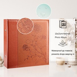 Miaikoe Photo Album 10 x 15 1000 Photos Slip In, Extra Large Capacity Leather Cover Picture Albums Holds 1000 Horizontal and Vertical 10 x 15 cm Landscape Photos for Wedding Family (Brown)