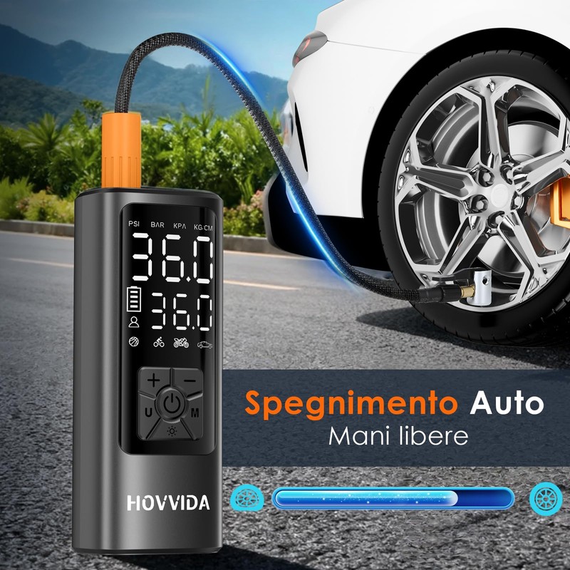HOVVIDA Compressore Aria Portatile, Compressore Portatile, Compressore Portatile Moto, 150