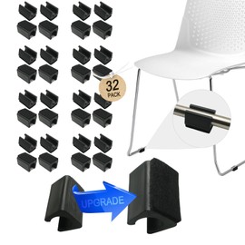 Rectangle U Shaped Chair Leg Tips Caps with Felt Pads,Furniture Feet Protectors Slide Smoothly Glides No Scratches No Noise Protect Hardwood Floors, Fit Diameter 12mm Metal Tubular Legs (Black 32PCS)