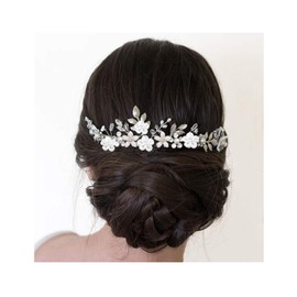 IYOU Bridal Wedding Hair Comb Flower Silver Side Combs Pearl Prom Wedding Hairpiece Accessories for Women