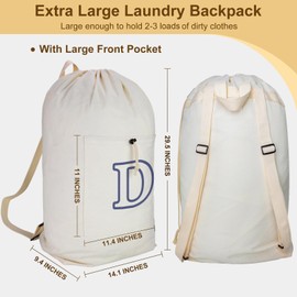 Laundry Bag Backpack Personalized Initial Canvas Laundry Bag, Letter D