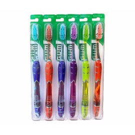 GUM 6 Pack GUM Technique Deep Clean Soft Toothbrush - 524 |Full Sized | Multi Color