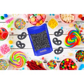 Fruidles Jelly Pretzels Gummies, Sweet And Berry Flavor Topped With A Wonderful Dusting Of Cane Sugar, Party flavor, Non-GMO (Licorice Jelly Pretzels, 1 Pound)