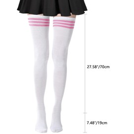 DRESHOW 2 Pairs Extra Long High Thigh Socks Striped Over Knee Thin Tights Long Stocking Knee High Leg Warmer