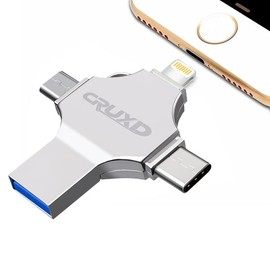 CRUXD 4 in 1 OTG USB Flash Drive CrossShape Memory Photo Stick Portable Mini USB Storage Device External Storage for iPhone/IPad/Computer/Laptop/PC/Android External Data Storage:_64GB