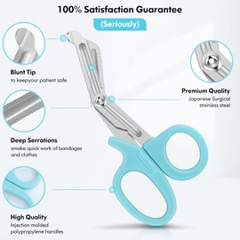 Trauma Shears, Medical Scissors 3-Pack, Premium Bandage Scissors for Nurses, 7.5" Nursing Scissors, Surgical Scissors, Nurse Scissors, Emergency First Aid Scissors, EMT Shears (Blue, Pink, Purple)