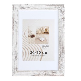KM Foto Picture Frame Wooden Plexi Acrylic Frame Square Collage Wall Decoration Poster S215: Colour: Shabby White Format: 20 x 30 cm