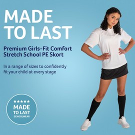 Trutex Black Skort for School, PE, Girls Sports and Athletics - Comfort Stretch Drawcord School PE Skort (16 Years)