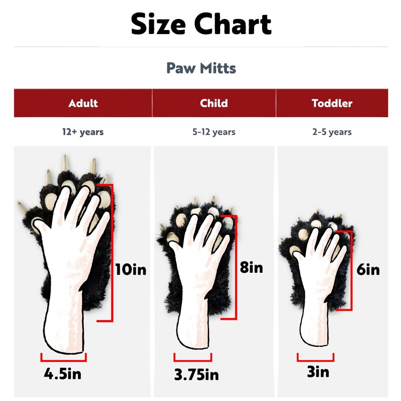 Lazy One Animal Paw Mittens for Adults and Kids, Bear,