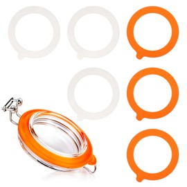 6 Pack Silicone Jar Gaskets for Glass Jars 3.7" Rubber Seals Rings Airtight Silicone Replacement Gasket Airtight Leakproof Gasket for Mason Canning Jars Regular Mouth