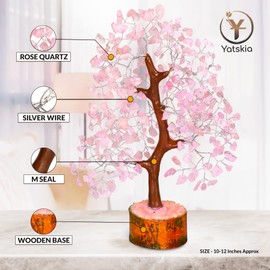 YATSKIA Rose Quartz Tree, Quartz Desk, Feng Shui Decor, Healing Crystal Decor, Feng Shui Money Tree, Premium Meditation Room Decor - Crystal Room Decor, 10-12 Inches