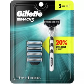 Gillette MACH3 Men's Razor Handle + 5 Blade Refills NEW AND SEALED