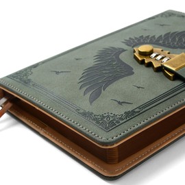 ZXHQ Diary with Lock for Women/Men, Secret Diary for Girls, A5 Notebook with Pen Set, Refillable Leather Journal, Writing Notebook, Size A5 (15.9 × 21.5 cm), Grey