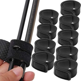 10Pcs Fishing Rod Straps Magic Tapes, Black Stretchy Fishing Pole Belts, Fishing Tackle Ties Cable Fishing Rod Holders Fit for Casting Rods, Spinning Rods and Fly Rods