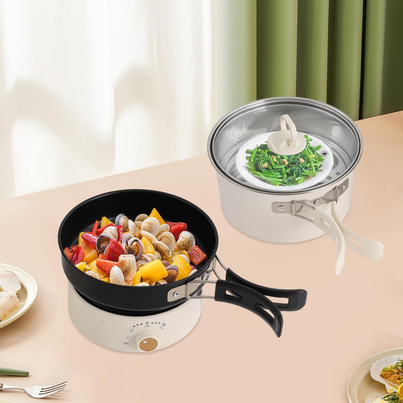 WOHAIPA Portable Mini Folding Handle Electric Hot Pot Lamian Noodles