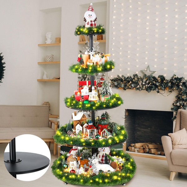 Barydat 5 Tier 59 Inches Metal Christmas Tree Village Christmas