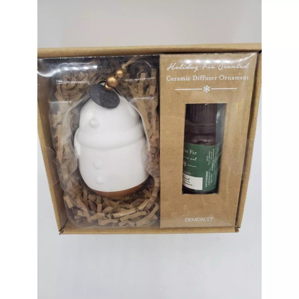 N/A Snowman Christmas Ornament Essential Oil Diffuser w/ Douglas Fir