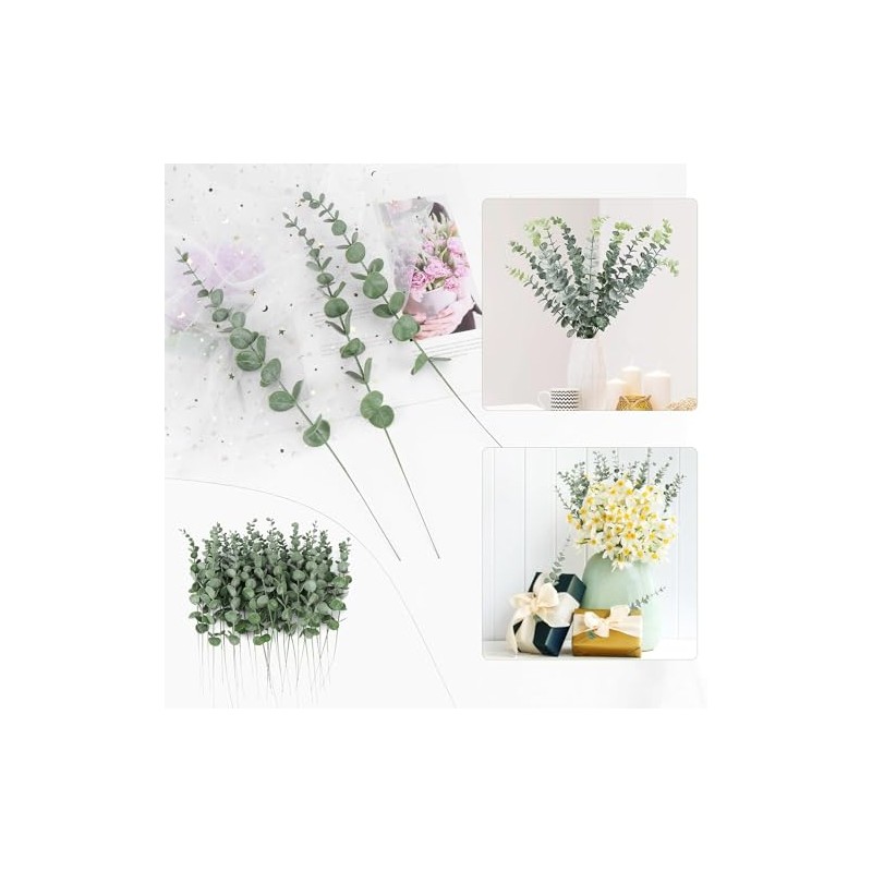 24PCS Tallos de Eucalipto Artificiales,Tallos de Eucalipto para Decoración de