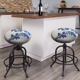 Levoberg Stool Cover Round 4 Pack Printed Bar Stool Seat Slipcover Stretch Rolling Stool Cover with Elastic Round Swivel Stool Cushion Cover Washable Round Barstool Covers Protector 13-20inch #10