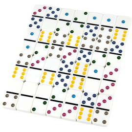 Rosemary 28X Color Dot Double Six Dominoes Table Game Set in Tin Box for Family & Party Entertainment