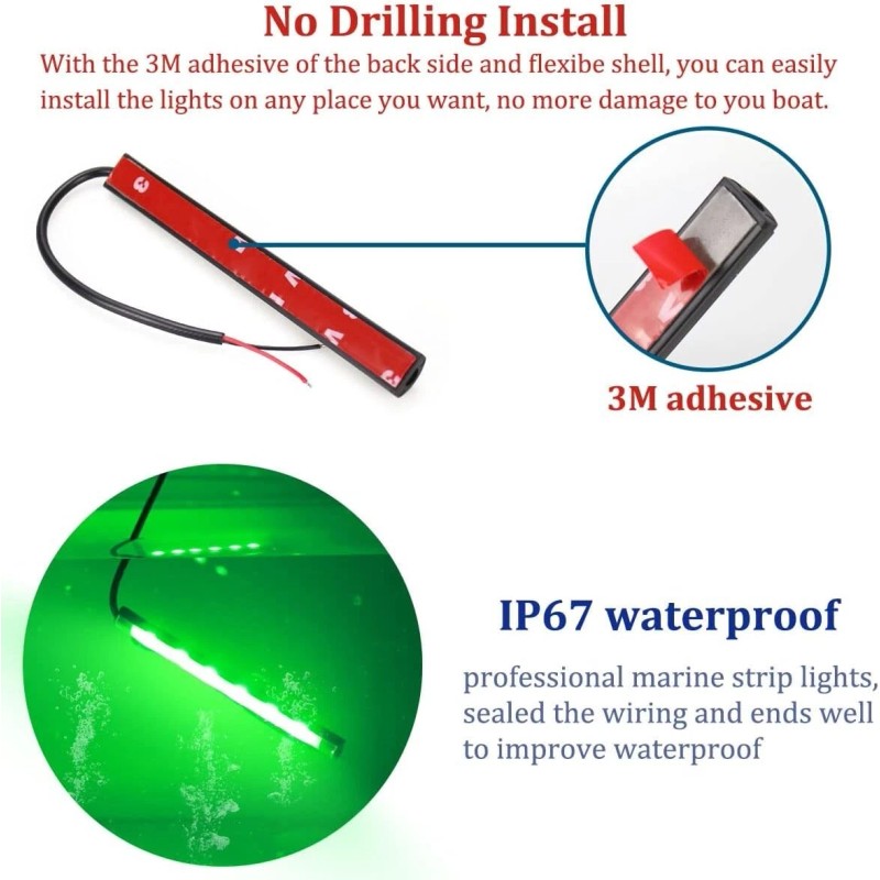 EVOTECH 10 Pack Green 6 LED Deck Marine Boat Lighting