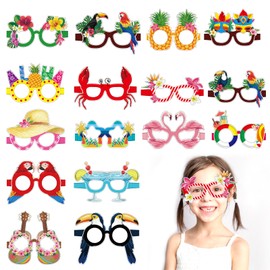 ZOSIGN Funny Hawaiian Glasses, Pack of 16 Hawaiian Party Glasses, Tropical Party Sunglasses, Hawaiian Funny Glasses for Hawaiian Theme, Party Decoration, Photo Props