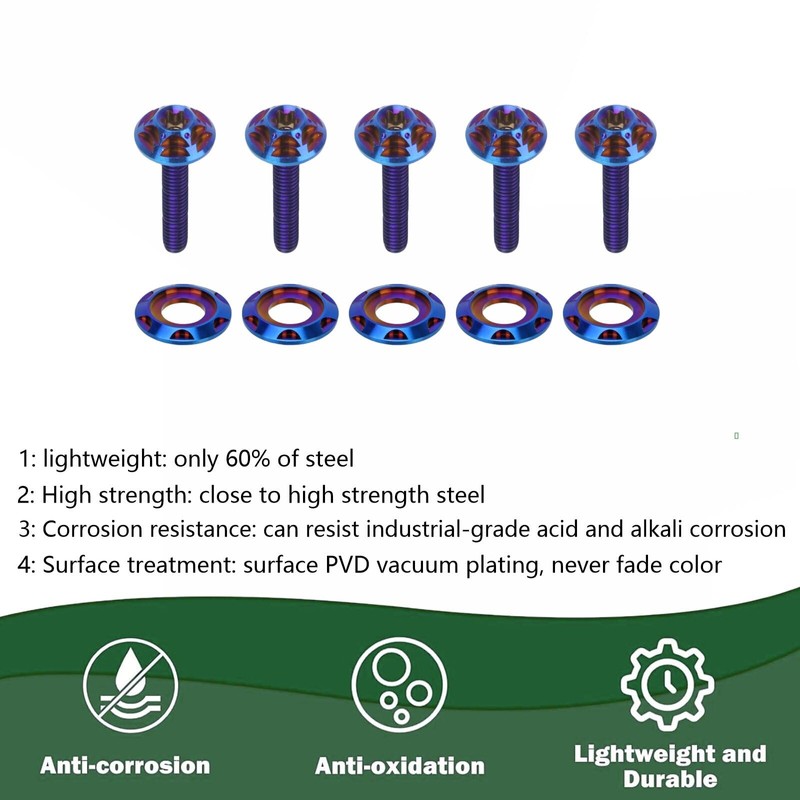 TDZ Blue Titanium Windshield Bolts, Windscreen Screws, Fairing Bolts for