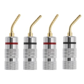 ECSiNG 4Pcs Banana Musical Speaker Cable Plugs Banana Plug Curved Pin Screw Type Audio Speaker Cable Connector Accessories Aluminum