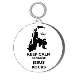 Gift Insanity KEEP CALM BECAUSE JESUS ROCKS SHORT CHAIN KEYRING BOTTLE OPENER