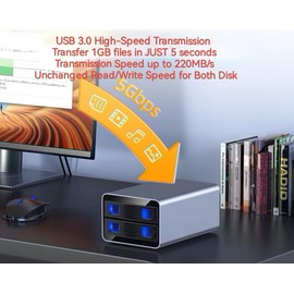 IO Crest 2 Bay Tool Less Tray Hot Swappabe 2.5" 3.5" SATA Non Raid External USB 3.0 Enclosure SY-ENC50124