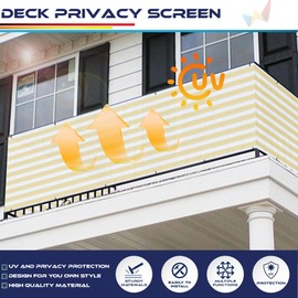 Windscreen4less 3'x19' Deck Balcony Privacy Screen for Deck Pool Fence Railings Apartment Balcony Privacy Screen for Patio Yard Porch Chain Link Fence Condo with Zip Ties Beige and White