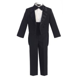 OLIVIA KOO Boy's Classic Ring Boy Signature Tuxedo Set with Tail Black