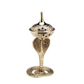NKlaus Incense Burner Cobra Brass Snake Large Oriental Enamelled Incense Barrel for Incense 7654