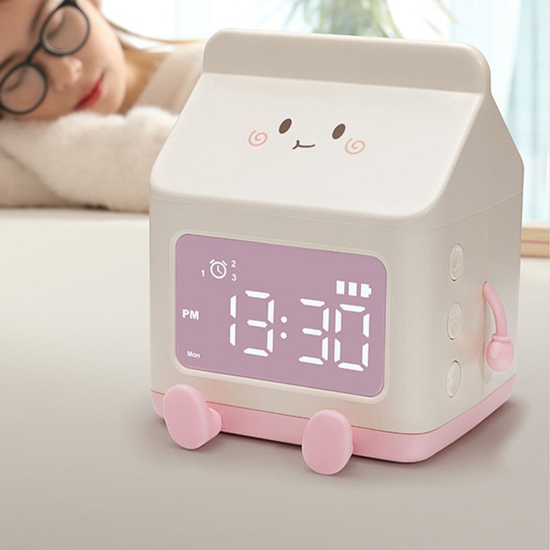 Fun Milk Box Alarm Clock Student Countdown Cartoon Alarm Clock