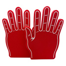 FUNSTITUTION Giant Clapping Foam Hand for All Occasions - 2 Pcs Cheerleading Giant High Five Foam Fingers for Sports Exciting Vibrant Colors Use Celebration Pom Poms Great for Sporting Events (RED)