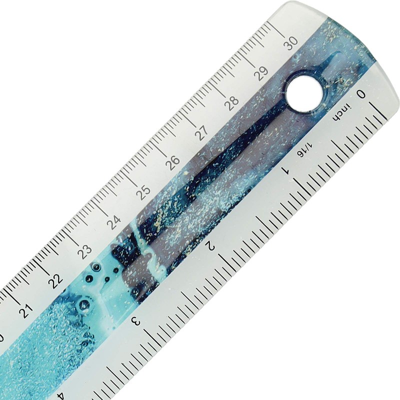 Westcott E-13300 Blue Plastic Ruler in Pouring Art and Marble